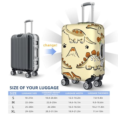 Cartoon Dinosaurs,Cute Dino Print Luggage Cover Elasticated Suitcase Covers TSA Approved Stylish Scratch Washable Resistant Case Protector for Kids and Adults4