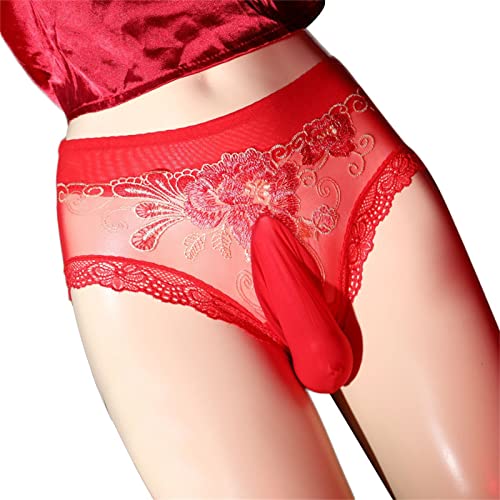 Ultrasport - Calzoncillos transpirables para hombre, ultrafinos, totalmente transparentes, sexys ultradeportivos, ropa interior para hombre, rojo, M