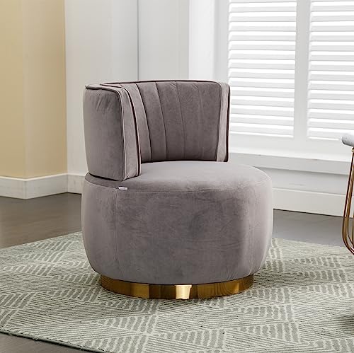 Sillón Giratorio Moderno Terciopelo Gris miniatura 5