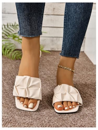 Image of GORGLITTER Women's Summer Cute Flat Sandals Dress Slide Sandals Square Toe Wedding Shoes Vacation Trendy Sandals 2026