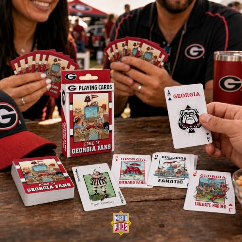 Image of Masterpieces Adult Playing Cards - Georgia Bulldogs Fan Deck, 54 Card Custom Team Design