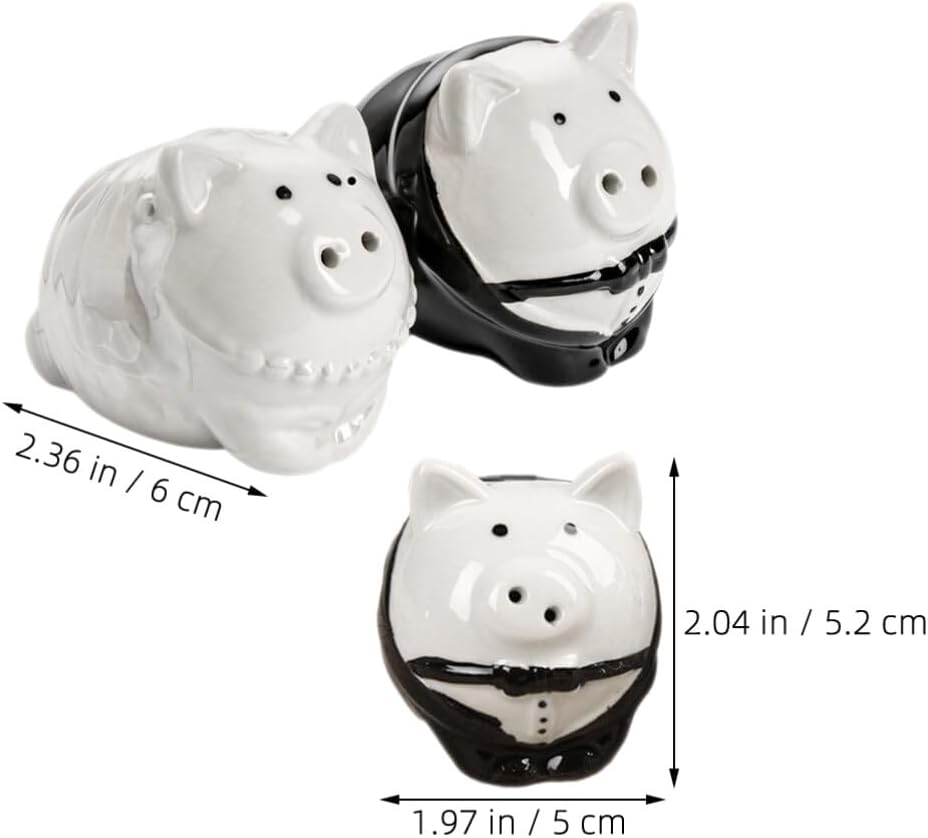 1 Pair Ceramic Pig Salt Pepper Shakers Wedding Favor Kitchen Seasoning Jars Bride Groom Set