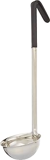 Winco Stainless Steel Ladle with Black Handle, 6-Ounce, Medium