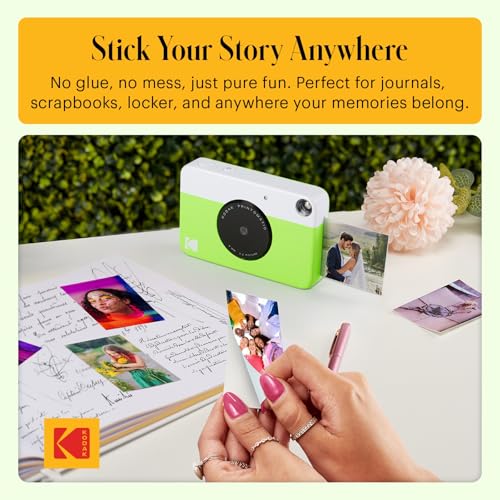 Image of KODAK Printomatic Full-Color Instant Print Digital Camera, Zink 2x3 inch (5.1x7.5 cm) Sticky-Back Photo Paper, 5MP, Portable, Creative Fun Gift for Birthday, Christmas, Holiday, Green