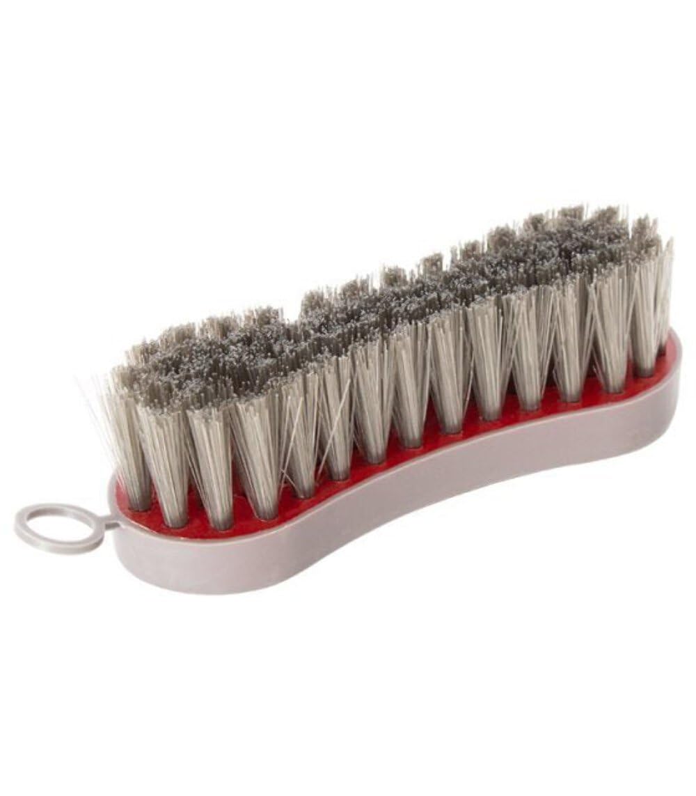 Red Gorilla Face Brush for Horse Grooming and Cleaning Eyes Nose and Mouth Rubber Grip Handle and Soft Bristles