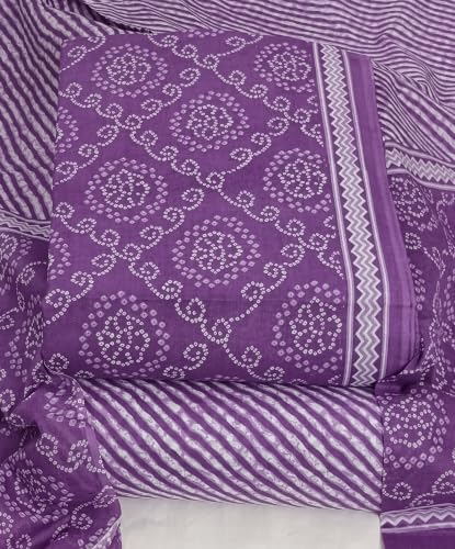 Image of DRAVINAM Trends Women's Premium Cambric Cotton Jaipuri Printed Unstitched Salwar Suit Dress Material with Mulmul Cotton Dupatta