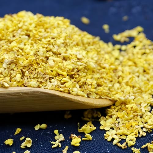 20g Dried Osmanthus Petals – Edible Flowers, Natural Sweet Olive Blossom Topping for Desserts, Cakes, Cupcakes, Puddings, Bubble Tea, and Asian Pastries – Resealable Pack