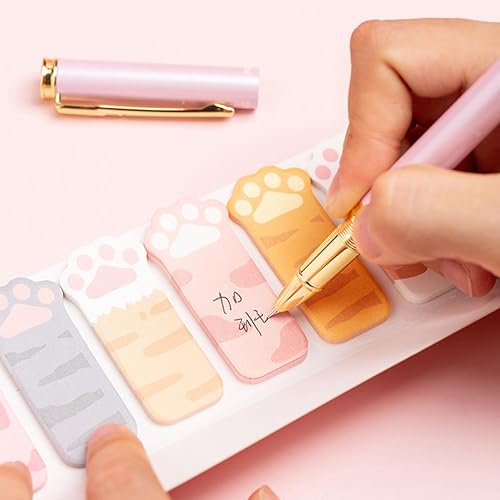 Miniatura 6 de LUOZZY 2 blocs de notas para estudiantes patas de gato notas adhesivas papeles de notas de dibujos animados marcadores de página de lectura