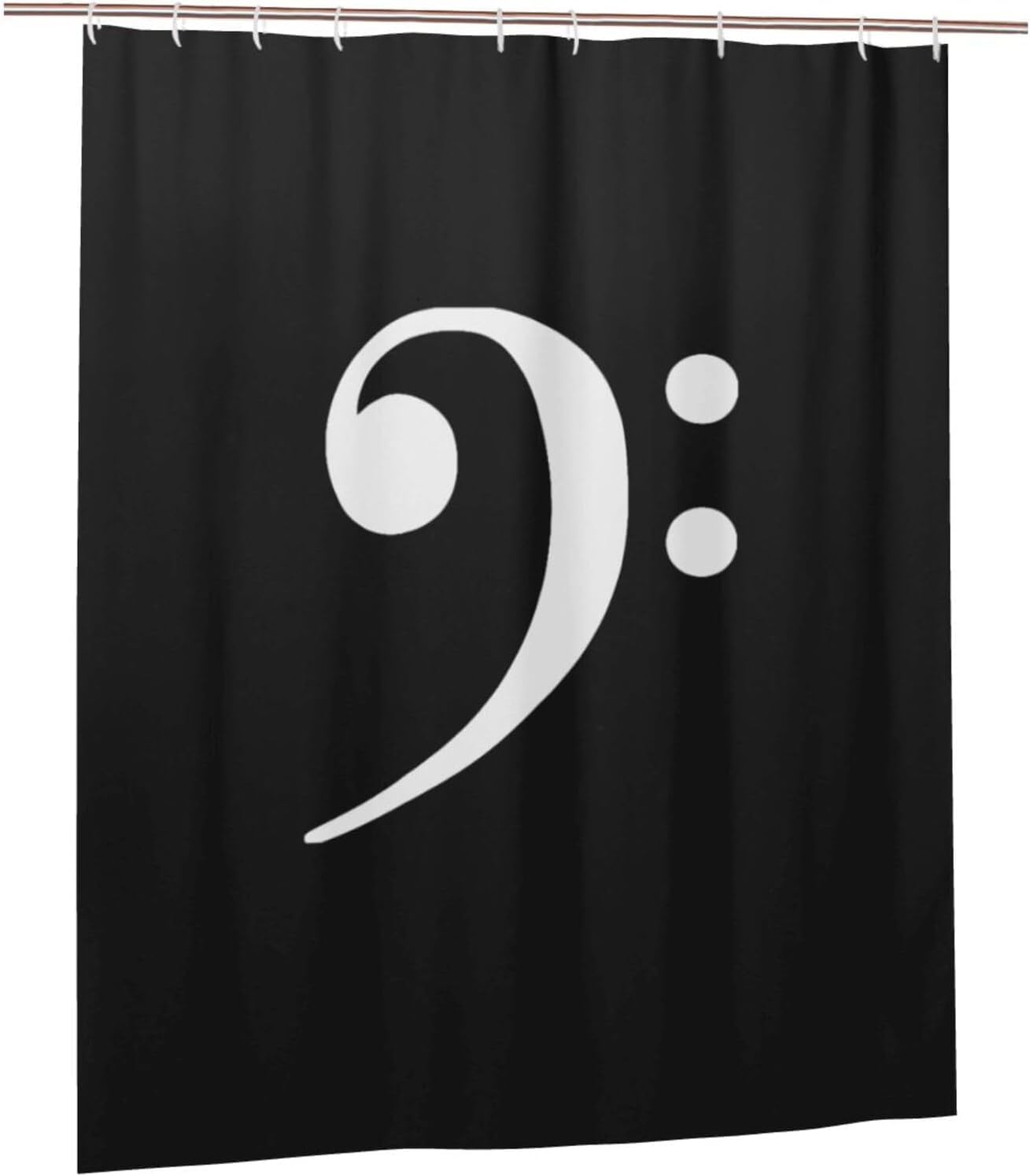 Fpandawang Bass Clef Music Logo Bathroom Fabric Shower Curtain with 12 Buckles and Hooks, Washable, Waterproof, 60x72 Inches