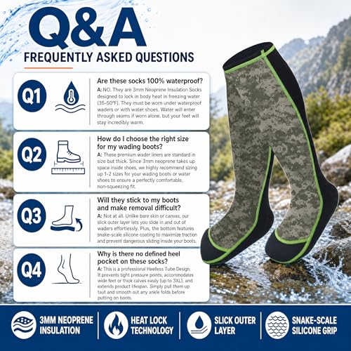 Image of Riverruns Wading Socks, Neoprene Wet-Suit Wader Socks for Men and Women Outdoor Fishing, Surfing, Wakeboarding