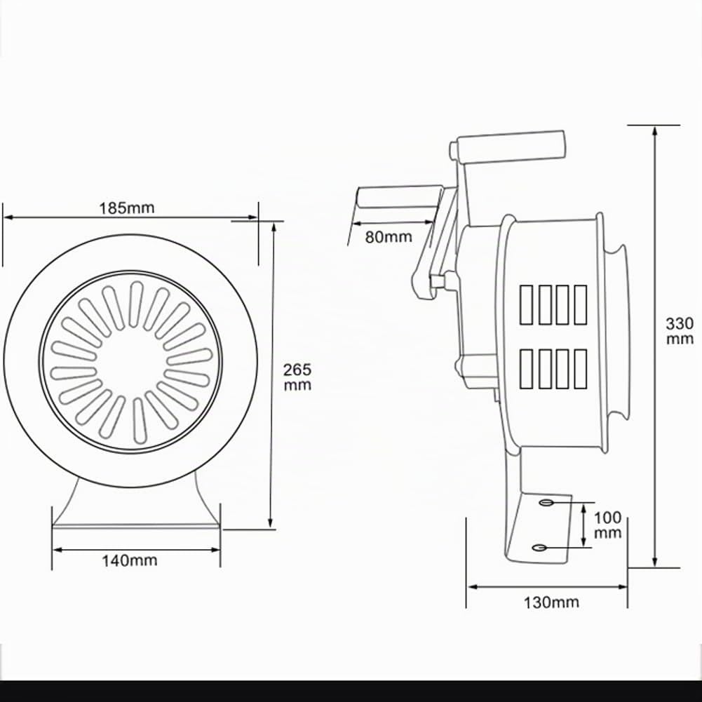 Wandmontierte Handsirene, Luftangriffssirene, Handkurbel, manuell betriebenes Sirenenhorn, 120 dB Selbstschutz-Notsirene, Aluminiumlegierungskurbel für BAU, Industrie, Elect