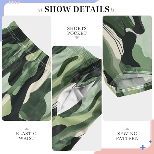 Boys' Pants Trendy Camo Deep Green Long Bottoms Jogger Pants Elastic Waist Trousers with Pockets S-XL4