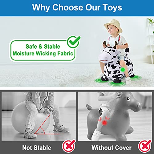 Bouncy Pals Toddler Cow Hopper Toy, Kids Outdoor Ride on Bounce Farm Animal - Image 4