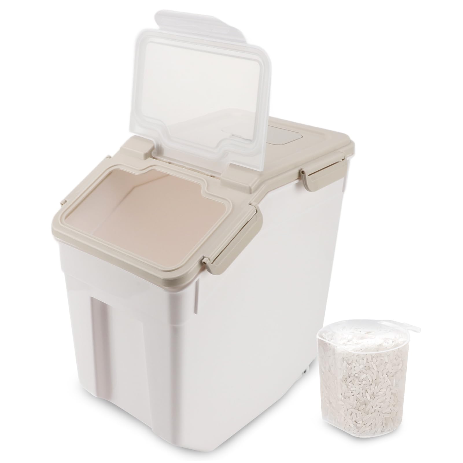 Contenedores de Almacenamiento de Alimentos de Gran Capacidad, Contenedores Herméticos de Almacenamiento en Seco, Impermeables con Taza Medidora para Arroz, Cereales, Harina (15