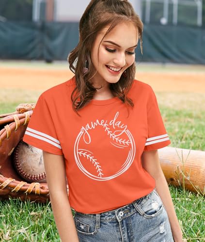 ALLTB Baseball Shirt Women Baseball Mom Shirts Funny Game Day Baseball Graphic Tee Tops Casual Ball Short Sleeve Tee Top3