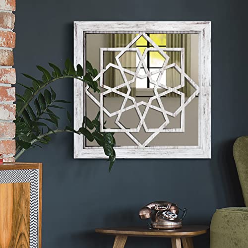 Art-Giftree Mirror Wall Decor, 2Pcs Farmhouse Wall Decor Square Accent Mirror Decorative Mirror For Living Room, Kitchen, Bathroom, Bedroom Rustic Home Decor(12”X12) #TOP5