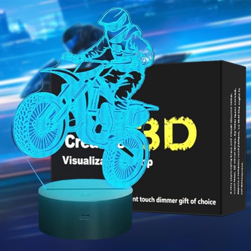 OraTrade Motorcycle 3D Night Light for Kids,7 Colour Changing LED Bedside Lamp,Touch Control Motocross Illusion Lamp with USB Rechargeable & Battery Powered,Gift for Boys Girls Dirt Bike Lovers Rider OraTrade Motorcycle 3D Night Light for Kids,7 Colour Changing LED Bedside Lamp,Touch Control Motocross Illusion Lamp with USB Rechargeable & Battery Powered,Gift for Boys Girls Dirt Bike Lovers Rider