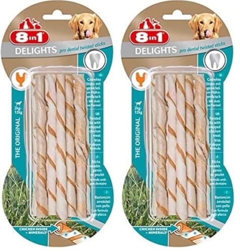 8in1 Pro Dental Twisted Sticks- gesunde Kaustangen für Hunde zur Zahnpflege, 10 Stück (Packung mit 2)
