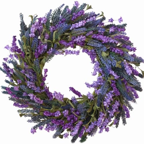 Egolot 22 Inch Lavender Wreath for Front Door - Spring...