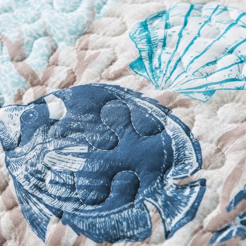 NEWLAKE Quilt Bedspread Sets - West Coastal Pattern Reversible Coverlet Set, Queen Size