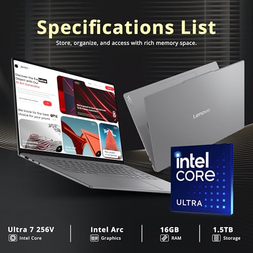 Image of Lenovo Yoga Slim 7i Aura Edition AI Laptop, 15.3 inch 2.8K 120Hz Touchscreen, Intel Ultra 7 256V, 16GB LPDDR5X, 1.5TB Storage (512GB SSD+1TB Docking), Backlit Keyboard, Copilot+ PC, Win 11 Pro, Gray