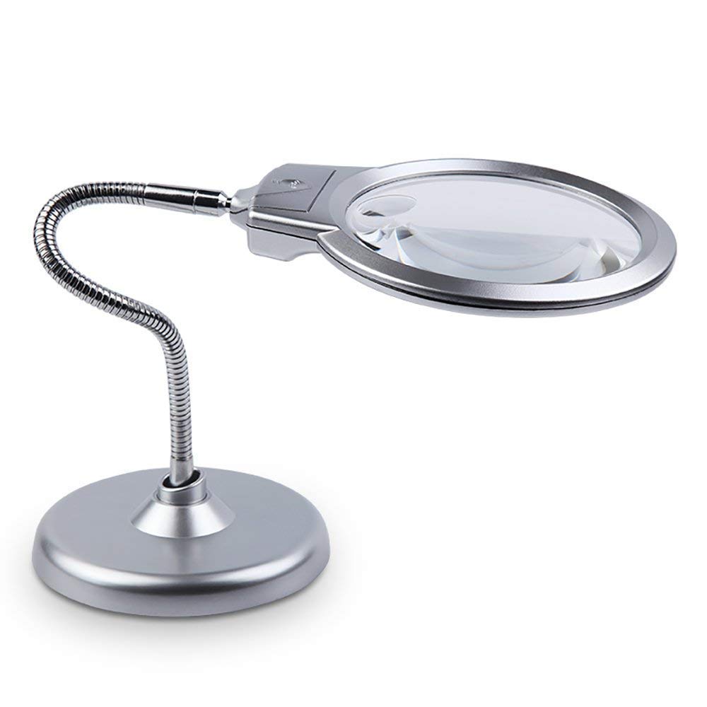 Lente d'Ingrandimento da Tavolo 2 Volte 5 Volte con Lampada da Lettura per Bambini Anziani Lente d'Ingrandimento HD Lente di Lettura Decorazione Portatile