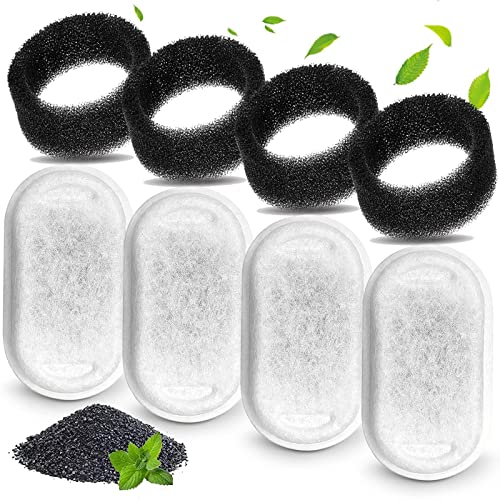 8 Pcs Cat Water Fountain Filters, Compatible with 67 Oz/2L Stainless Steel Pet Fountain 4 Filters with 4 Sponges Replacement Filters for Cat Fountain
