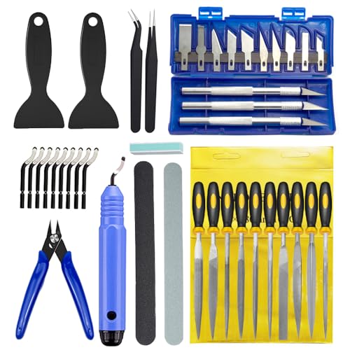 3D Printer Tool Kit, 3D Printing Accessories with Deburring Tool Diamond Files Pliers Carving Set and Scraper for 3D Pri