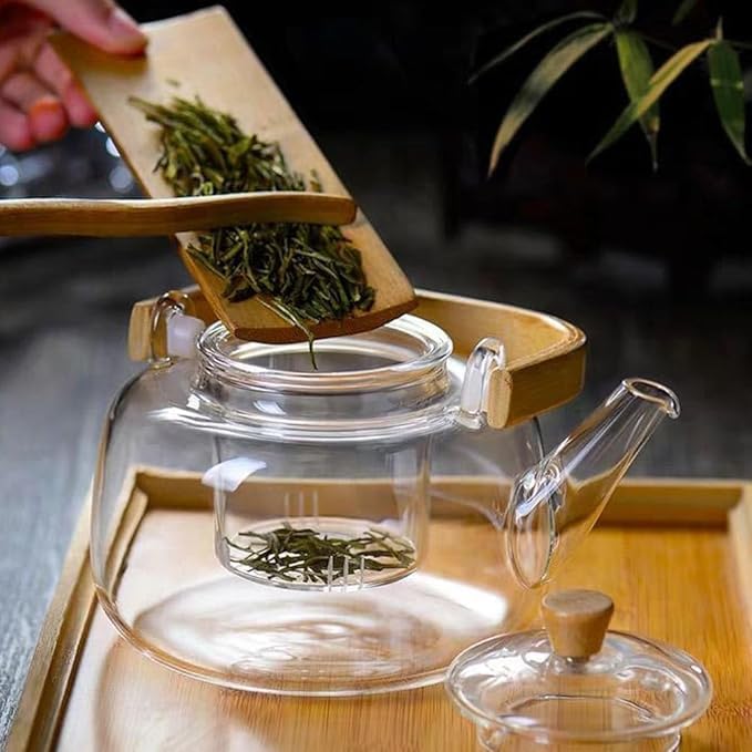 Image of PrimeWorld Borosilicate Glass Kettle - 900ml | Teapot with Removable Infuser, Lid & Handle | Stovetop Safe Tea Kettle for Loose Leaf Tea, Blooming Tea & Tea Bags