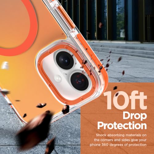 Image of Magnetic Case for iPhone 17 [Compatible with Magsafe] [Cute Fashion Fluorescent Design] [1 Screen Protector] Slim Translucent Matte Case for iPhone 17 6.3 inch 2025, Orange