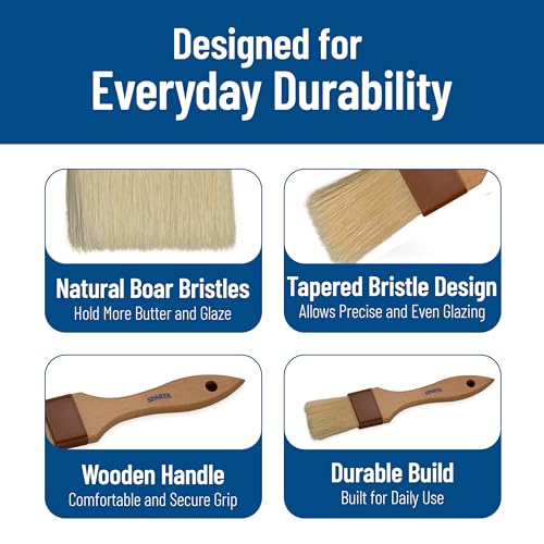 Image of SPARTA Kitchen Basting Brush - 4037300 Basting Brush for Cooking Flat Boar Bristle Brush, Hardwood Handle for Kitchens, Restaurants, Catering, High Heat Food Prep, 1.5in, Pack of 12