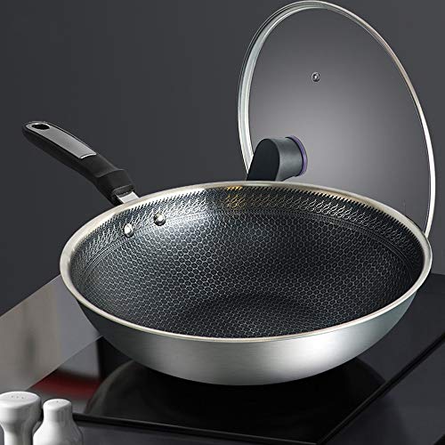 Wok de acero inoxidable 304 con textura panal y mango desmontable miniatura 5