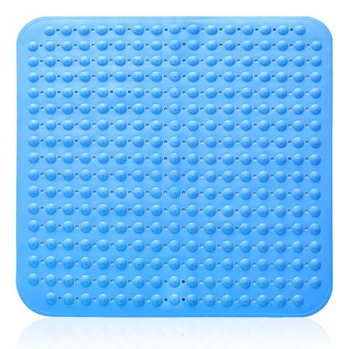 48 x 48 cm Alfombrilla de Ducha Antideslizante, Alfombra de Ducha, Alfombrilla Antideslizante con Ventosas, Para Sauna, Cuarto de Ducha, a Prueba de Lavadoras, Cuadrada, azul marino