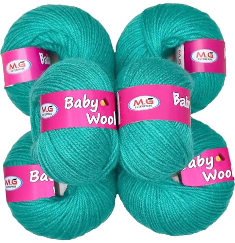 Image of M.G ENTERPRISE 100% Acrylic Wool Teal 6 Pc Baby Wool 4 ply Wool Ball Hand Knitting Wool /Art Craft Soft Fingering Crochet Hook Yarn- Art-HD
