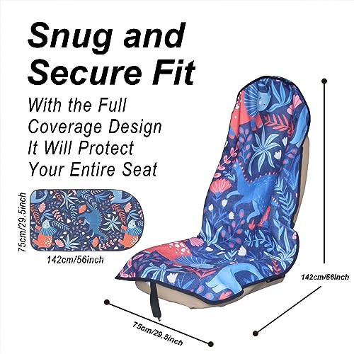 Image of Car Seat Cover Protector Front Seats,for Gym Workout,Running,Swimming,Beach and Hiking,Waterproof Sweat Towel Bucket Seat Covers for Cars SUV Trucks (Dinosaur, 1Pcs)