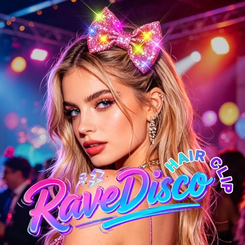Pinza de pelo con lazo y luces LED rosa miniatura 5
