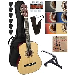 Pack Guitare Classique 3/4 (Enfant 9 à 12 Ans) Avec 6 Accessoires ~ Neuve & Garantie (3/4, Naturel) - Les Beatles, Paul McCartney, John Lennon, RIngo Starr, George Harrison