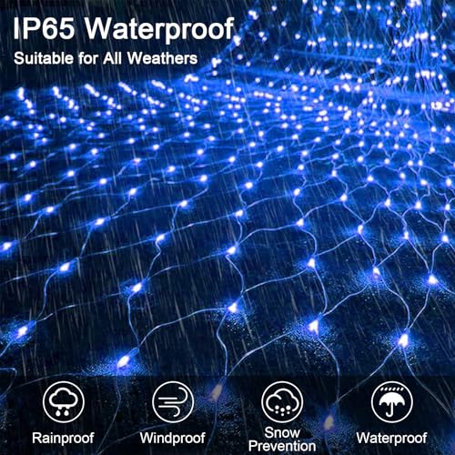 WoskjXas Solar LED Net Lights, 198 LED Mesh Fairy Lights, 8 Modes, 6.6 Ft x 9.8 Ft Garden Net Curtain Light, Remote Control - Image 2