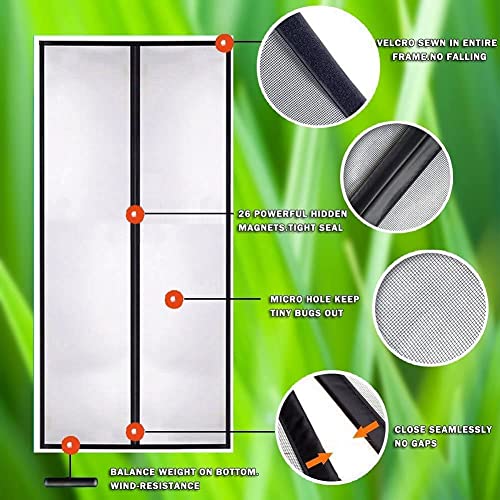 Zfbbmagnetic Easy Install Screen Door Magnetic Pet Friendly Fiberglass Sliding Mesh Door Screen Door Net For Doors Screen For Door #TOP5