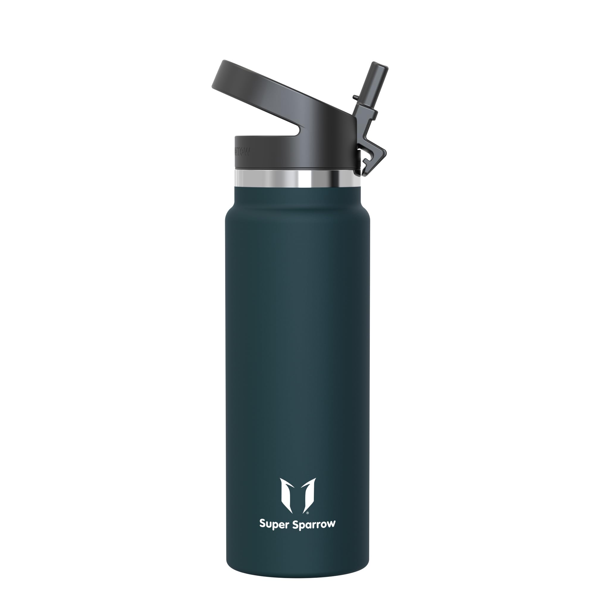 Super Sparrow Water Bottle Insulated - 1000ml - Wide Mouth Metal Bottle - Wide Mouth SwivelSip Flask - BPA Free, Leak Proof - Ergonomic Straw Water Bottles for Work, Gym, Travel, Sports