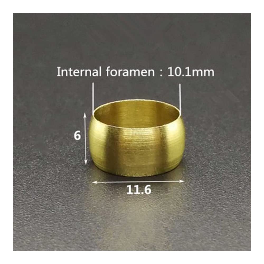 ezqnirk 10PCS Brass Double Taper Ferrule Compression Sleeve Seal Ring Fittings Tube,10mm