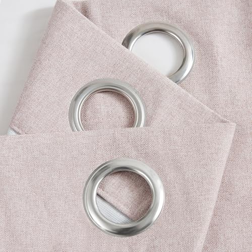 Pink Blackout Curtains 72 Inches Long for Living Room, Pale Pink Blackout Window Drapes for Bedroom Girls Nursery Thermal Insulated Linen Textured Noise Reducing Curtain Panels, Grommet Top - Image 6