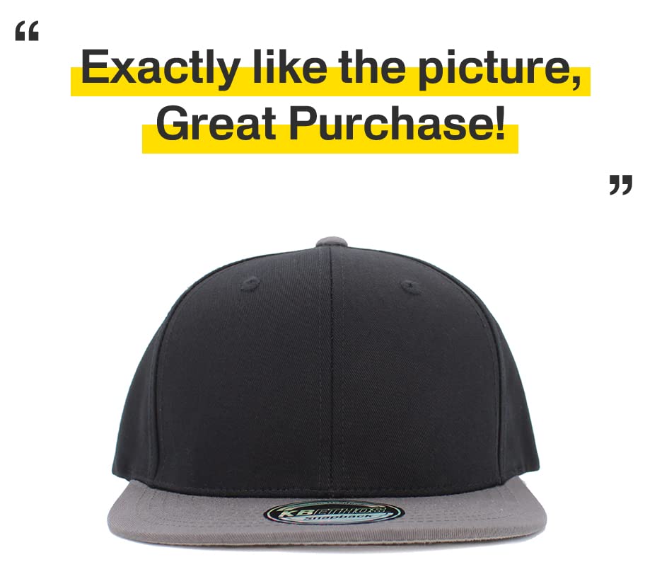 Image of KBETHOS Classic Snapback Hat Blank Cap Underbrim Cotton Wool Blend Flat Visor Adjustable Unisex