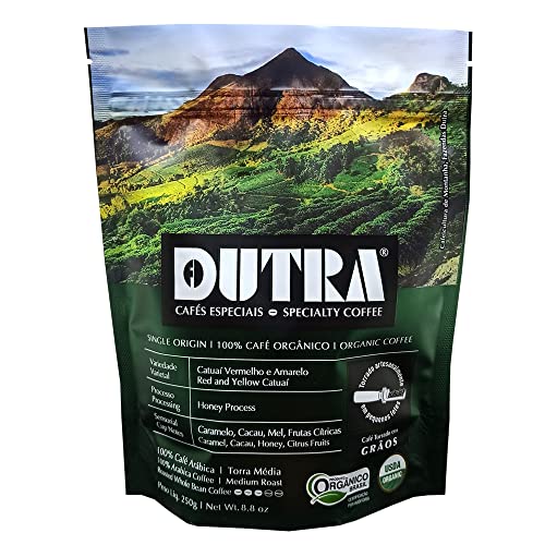 Café Dutra, Orgânico Especial, Blend Catuaí Vermelho e Amarelo, Torrado em Grãos, 250G
