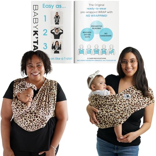 Image of Baby K'tan Baby Carrier Printed Designs Pre-Wrapped, Soft, Slip-On, No Rings, No Buckles | 5 in 1 Baby Sling Gift | The Best Hands Free Infant Wrap| Leopard Love |Small