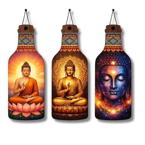 Image of Giftoday Wooden Hanging Wall Decor Sign for Home | Motivational, Spiritual, Garden & Quote Wall Hanging Plaque for Living Room, Bedroom, Entryway & Office Decor (Buddha Spiritual Art)
