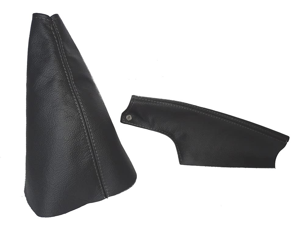 The Tuning-Shop Ltd Compatible with Shift Boot & E Brake Boot for Alfa Romeo Spider 1990-1993 Leather Grey Stitching