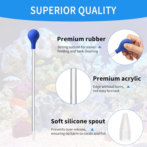Image of 1 Pc 18.5 in Long Pipette with 2 Pc Stainless Steel Feeding Long Tweezers for Fish Tank Coral Food Feeder Long Syringe Aquarium Coral Feeding Tube for Marine Fish Reef Aquatic Plant