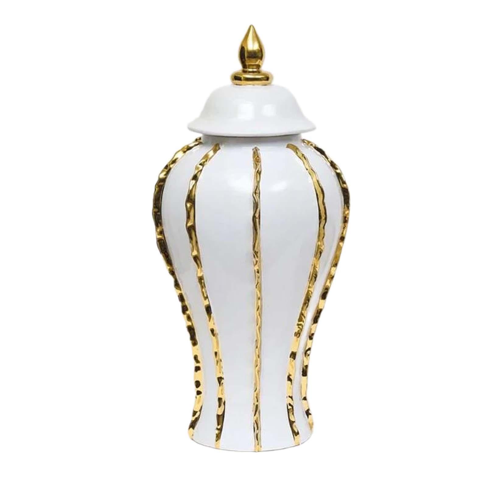QIXCXAZ Delicate Porcelain Ginger Jar With Lid Floral Arrangement Decorative Piece Premium Home Storage Solution Porcelain Ginger Jar Vase With Lid