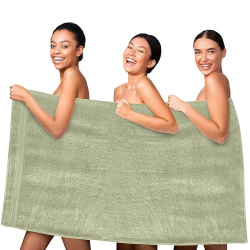 Image of Elegant Comfort Three Line Popcorn Towel Set for Bathroom 35 x 70 inches, Premium Hotel Quality 1-Pack Jumbo Towels, 100% Turkish Cotton, Soft and Durable, Quick Dry and Highly Absorbent, Jade Green